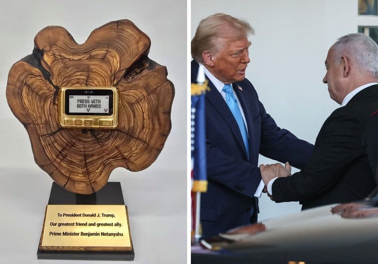 Netanyahu regala a Trump un 'busca' de oro como los que usaron en el ataque a Hizbolá