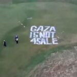 Vandalizan el campo de golf de Trump en Escocia: «Gaza no está a la venta»