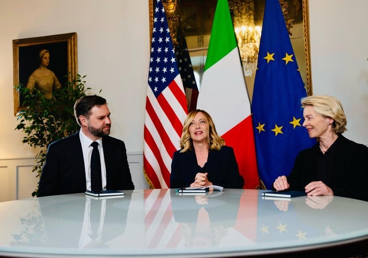 Vance suaviza el tono con Europa en su reunión tripartita con Meloni y Von der Leyen